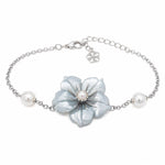 Load image into Gallery viewer, Serene Bloom Pearl &amp; Carved Flower Bracelet
