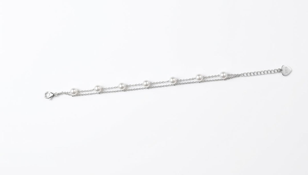 Pearl Cascade Double Chain Bracelet