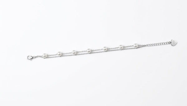 Pearl Cascade Double Chain Bracelet