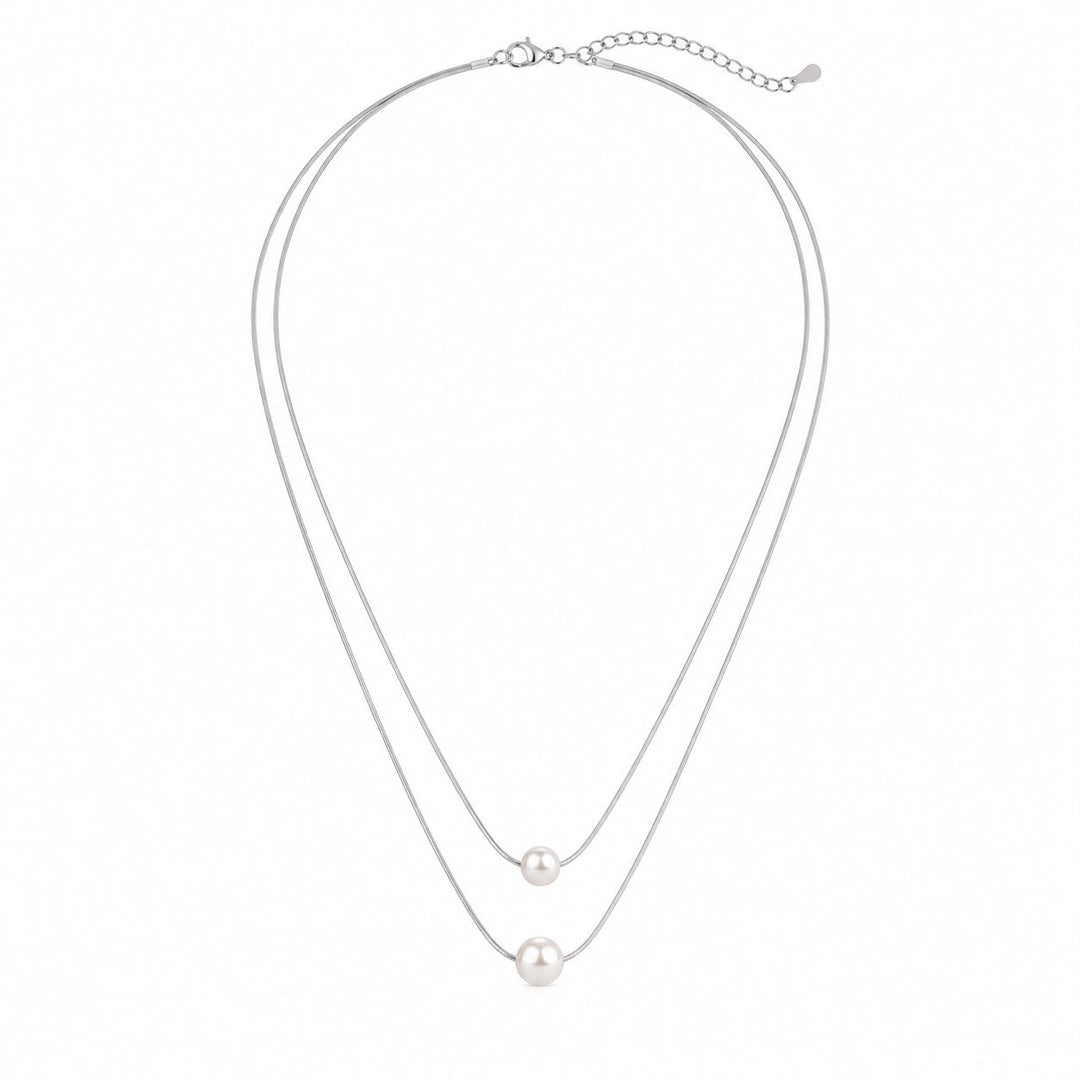 Lumina Double-Strand Pearl Cascade Necklace