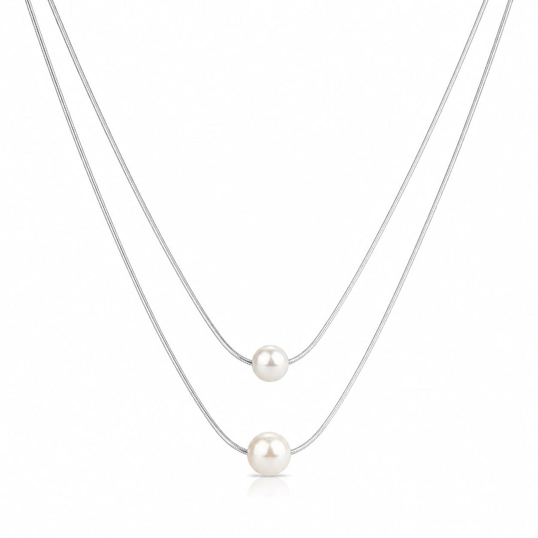 Lumina Double-Strand Pearl Cascade Necklace