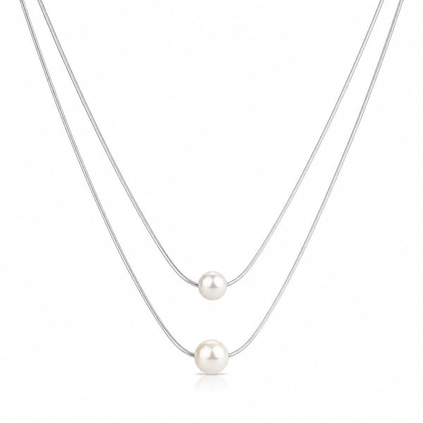 Lumina Double-Strand Pearl Cascade Necklace