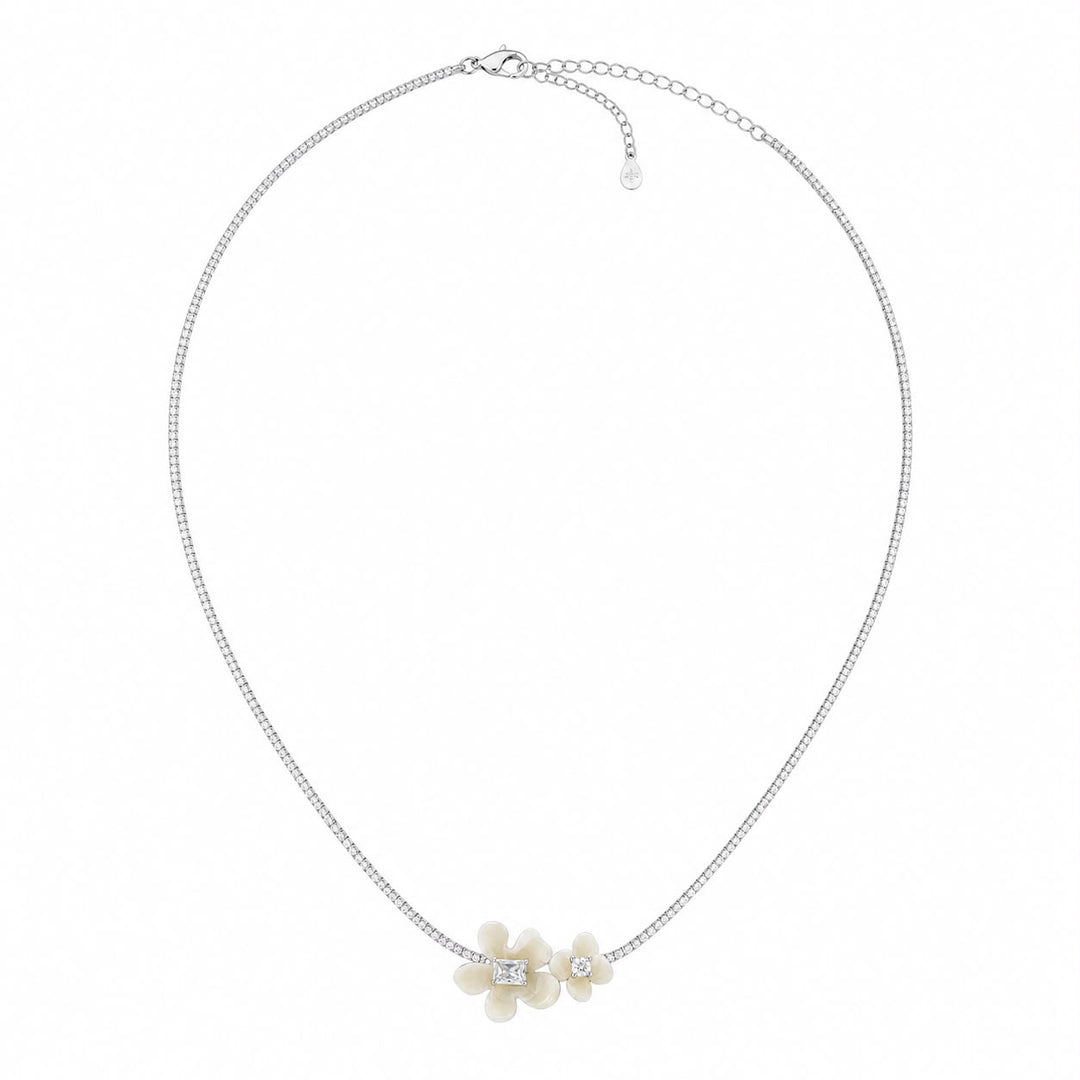 Blossoming Elegance Dual-Flower Tennis Necklace