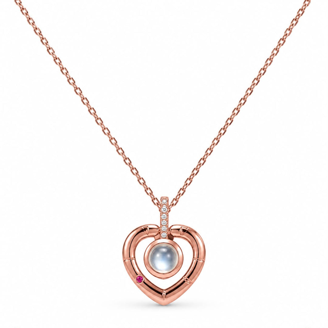 Eternal Amour Rose Gold Heart Projection Necklace
