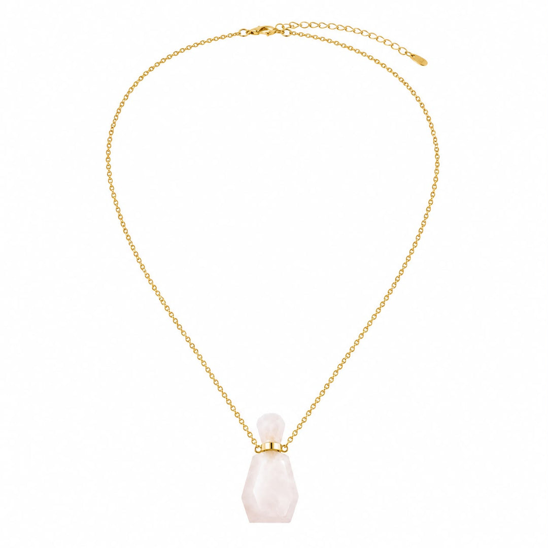 Aura Rose Quartz Crystal Vial Pendant Necklace