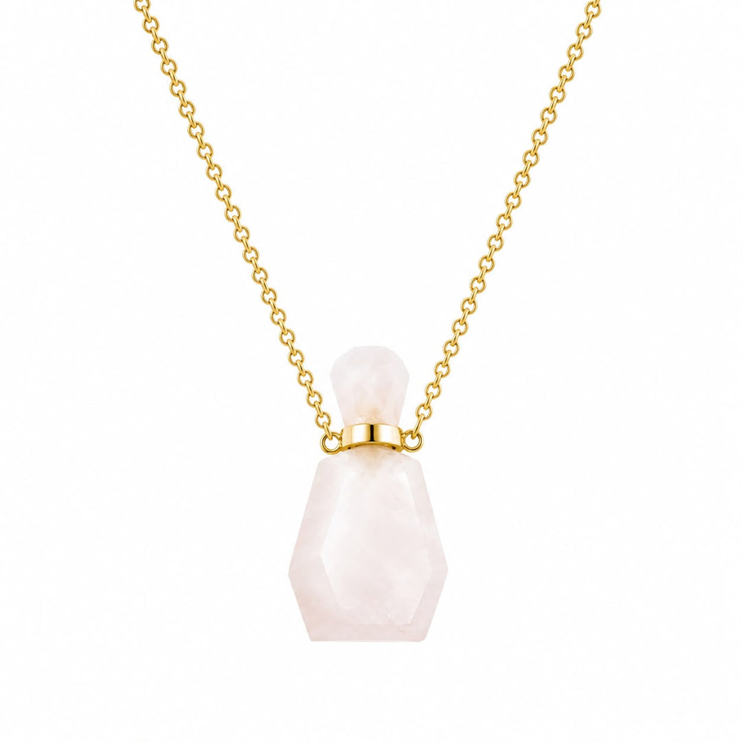 Aura Rose Quartz Crystal Vial Pendant Necklace
