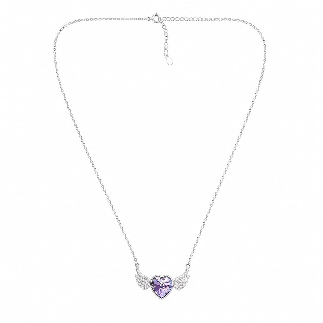 Guardian Angel Iridescent Heart Pendant Necklace