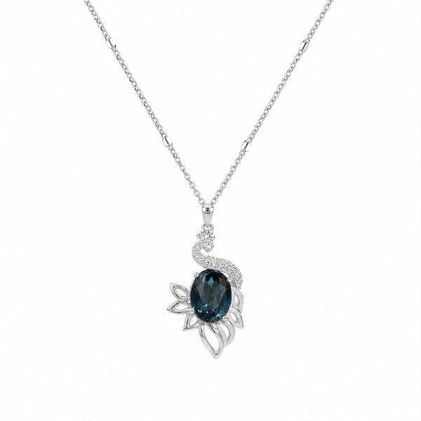 Royal Midnight Peacock Pendant Necklace