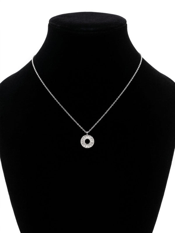 Silver Halo Circle Pendant Necklace