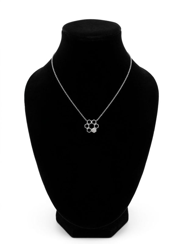 Honeycomb Glow Silver Pendant Necklace
