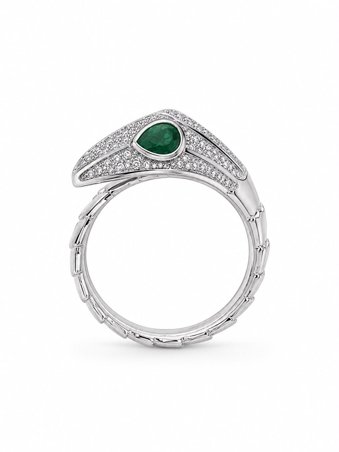 Verdant Viper Pavé Serpent Ring