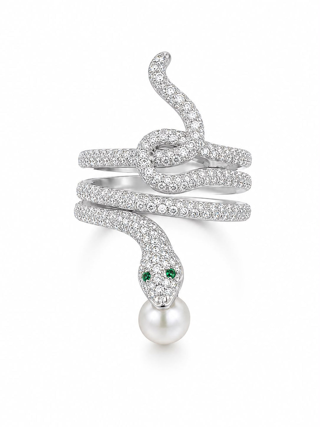 Empress Serpent Pavé & Pearl Statement Ring