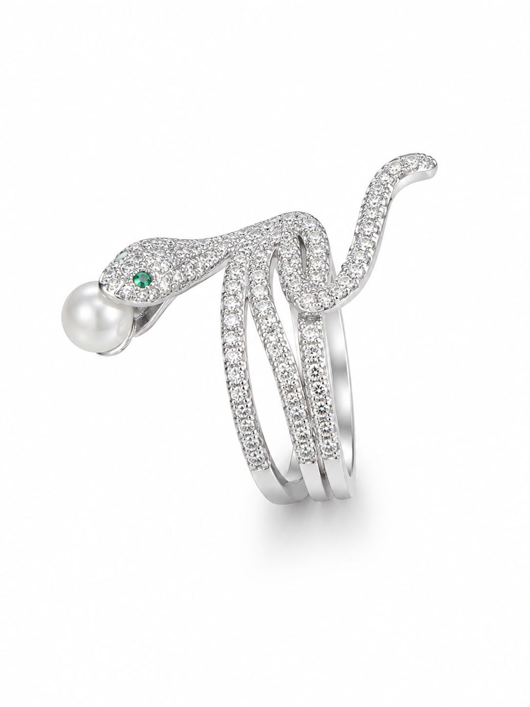 Empress Serpent Pavé & Pearl Statement Ring