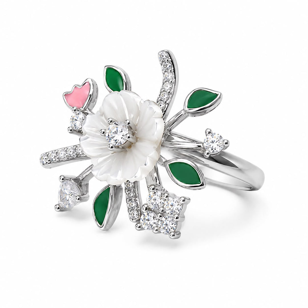 Enchanted Garden Mother-of-Pearl Cocktail Ring