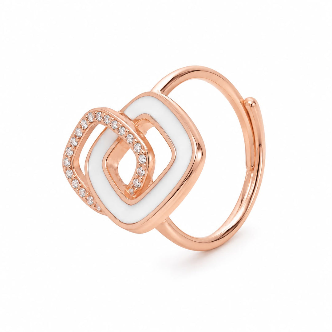 Aurora Interlocking Geometric Rose Gold Ring