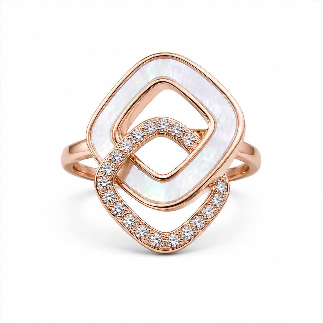 Aurora Interlocking Geometric Rose Gold Ring
