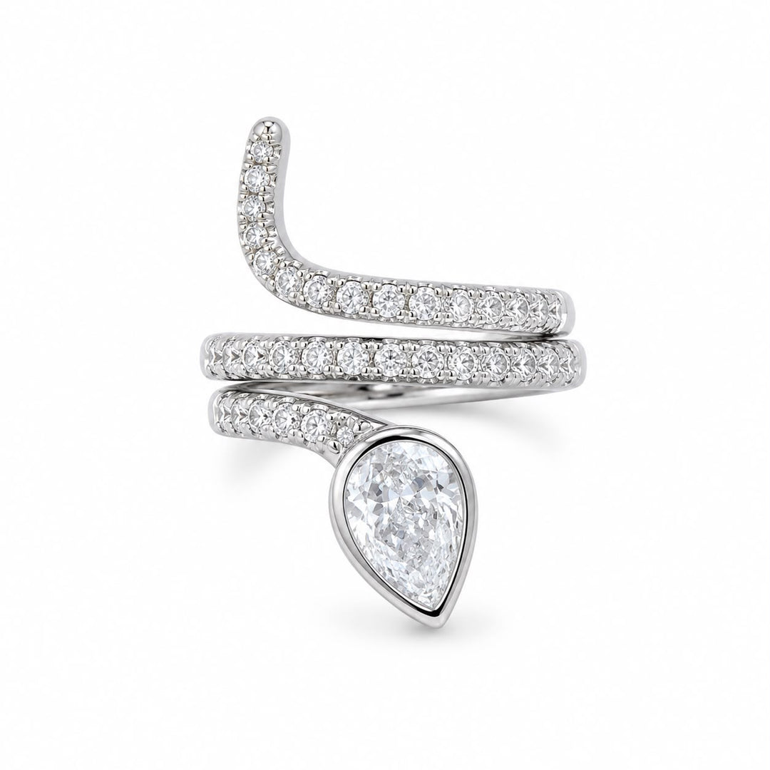 Aria Coiled Pear & Pavé Statement Ring