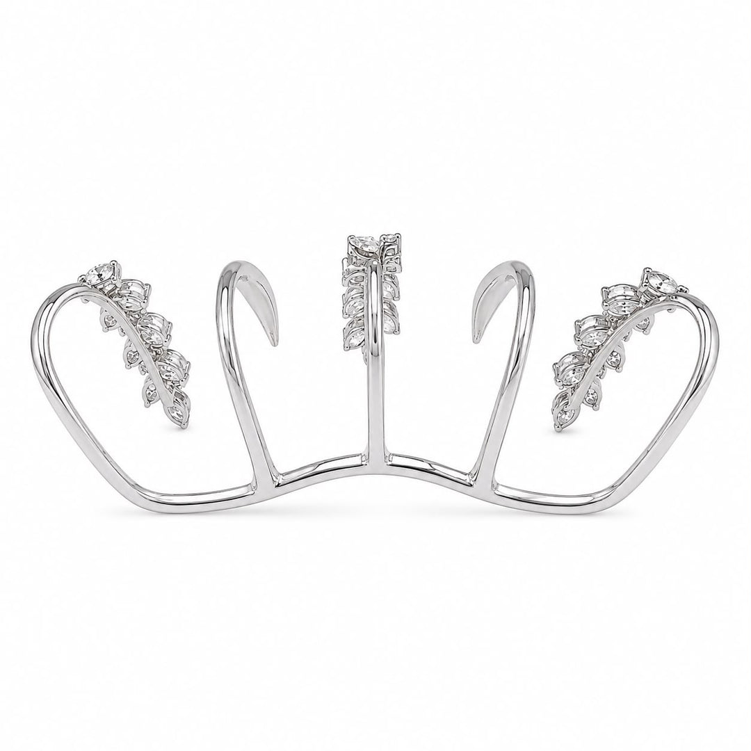 "Lumina Wave" Marquise Crystal Multi-Finger Statement Ring