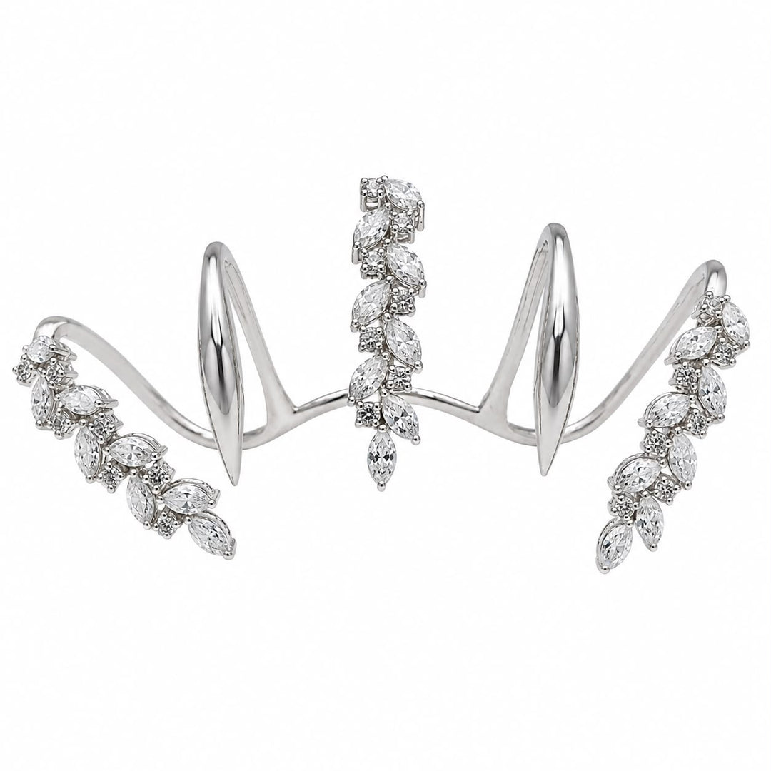 "Lumina Wave" Marquise Crystal Multi-Finger Statement Ring