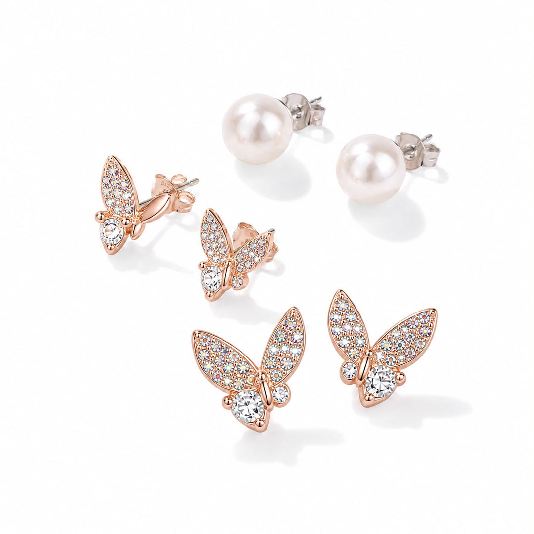 Secret Garden Pearl & Crystal Stud Set