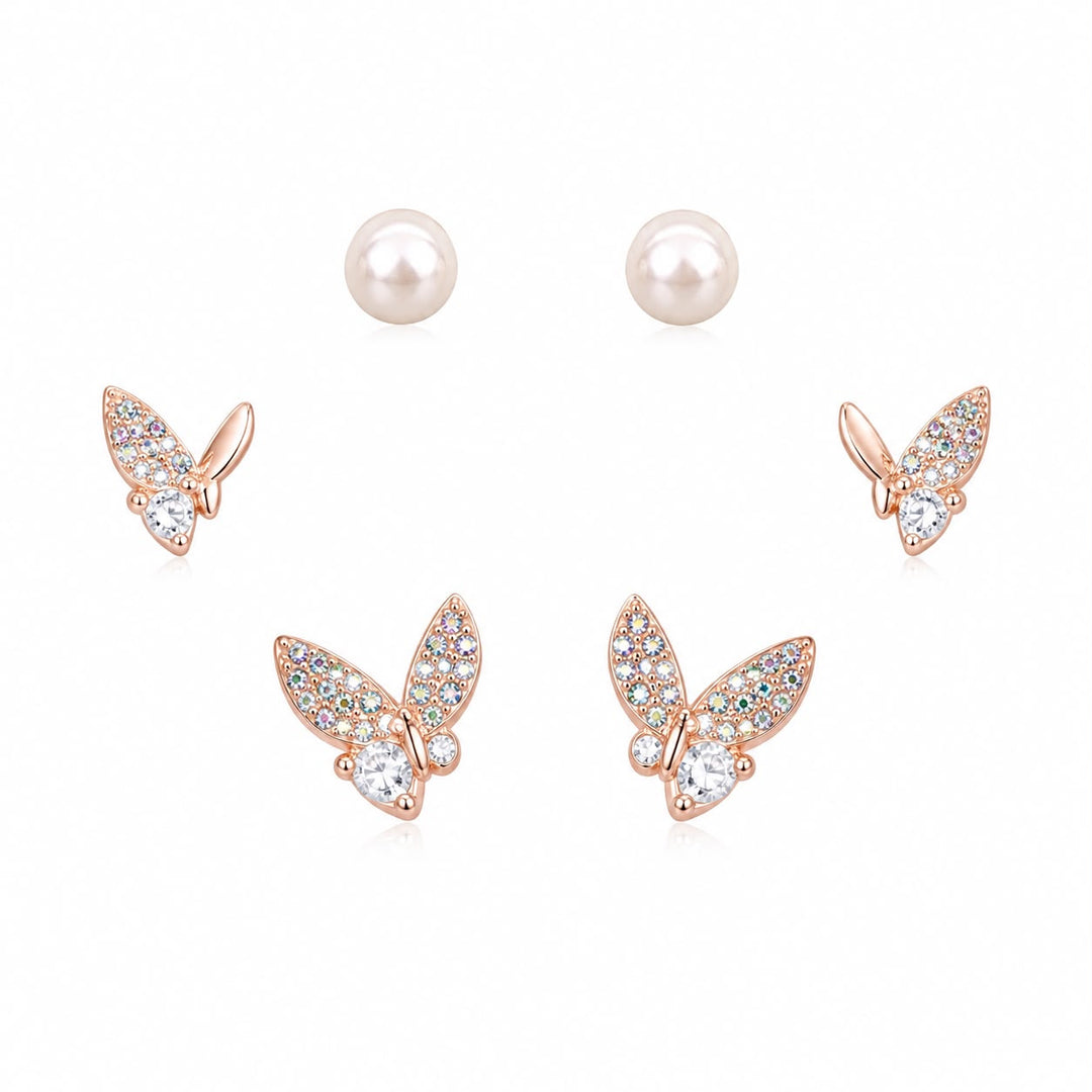 Secret Garden Pearl & Crystal Stud Set