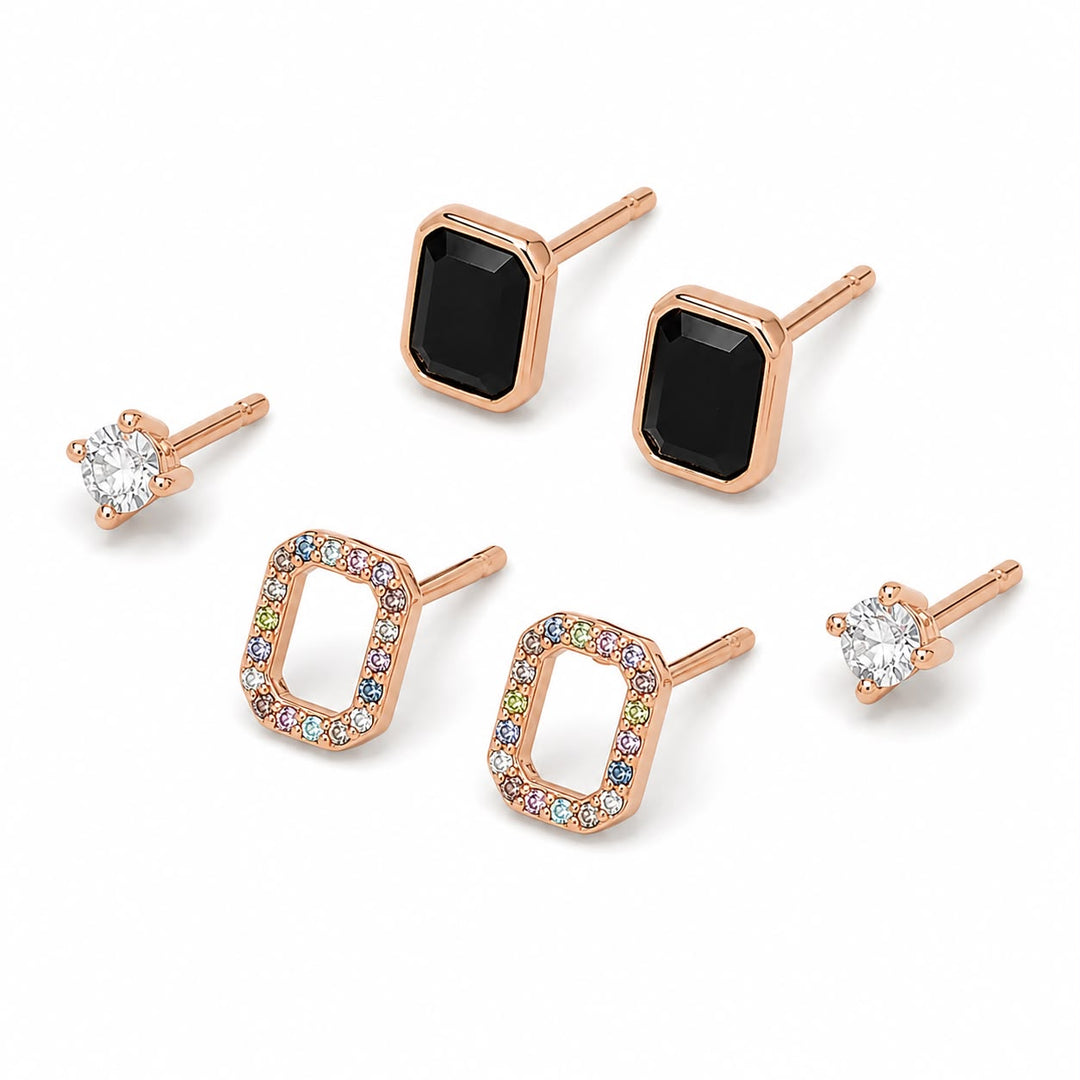 Noir & Radiance Geometric Stud Set
