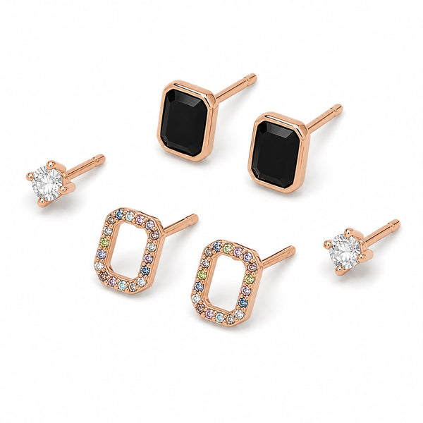 Noir & Radiance Geometric Stud Set