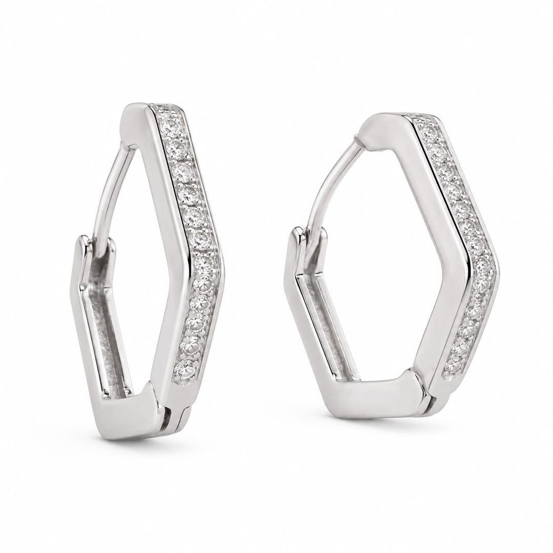 Geometric Hexagon Huggie Earrings