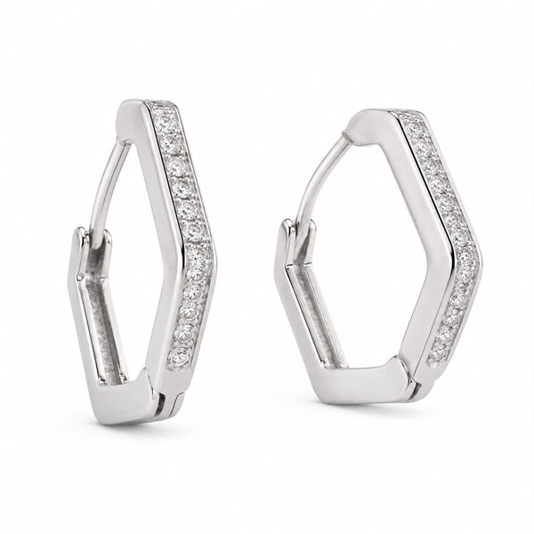 Geometric Hexagon Huggie Earrings