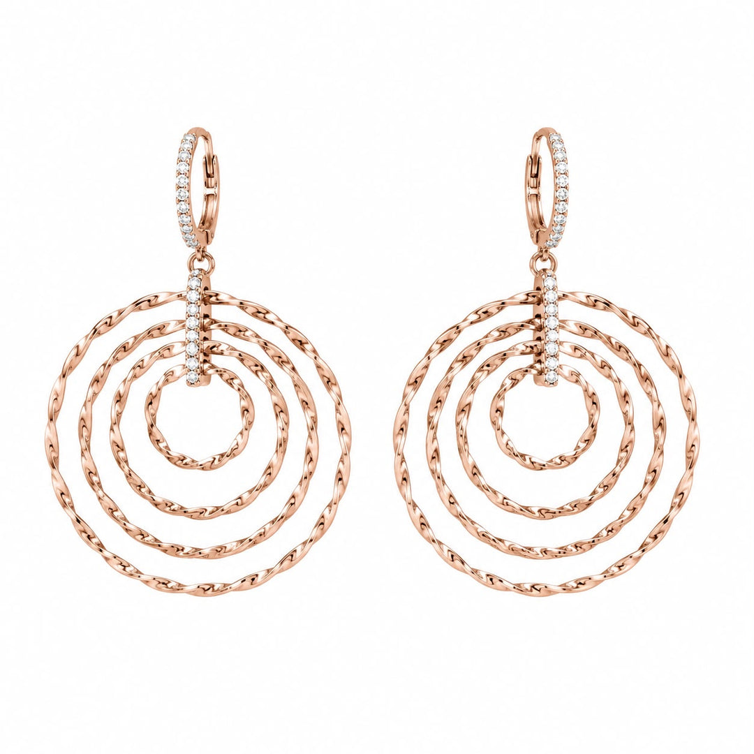 Aura Rose Gold Concentric Ripple Drop Earrings