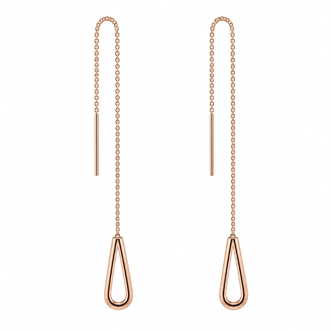 Cascade Rose Gold Teardrop Threader Earrings
