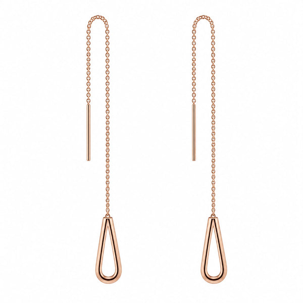 Cascade Rose Gold Teardrop Threader Earrings