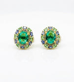 Load image into Gallery viewer, Emerald Crown Stud Earrings

