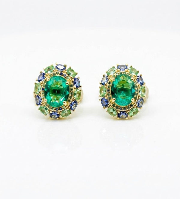 Emerald Crown Stud Earrings