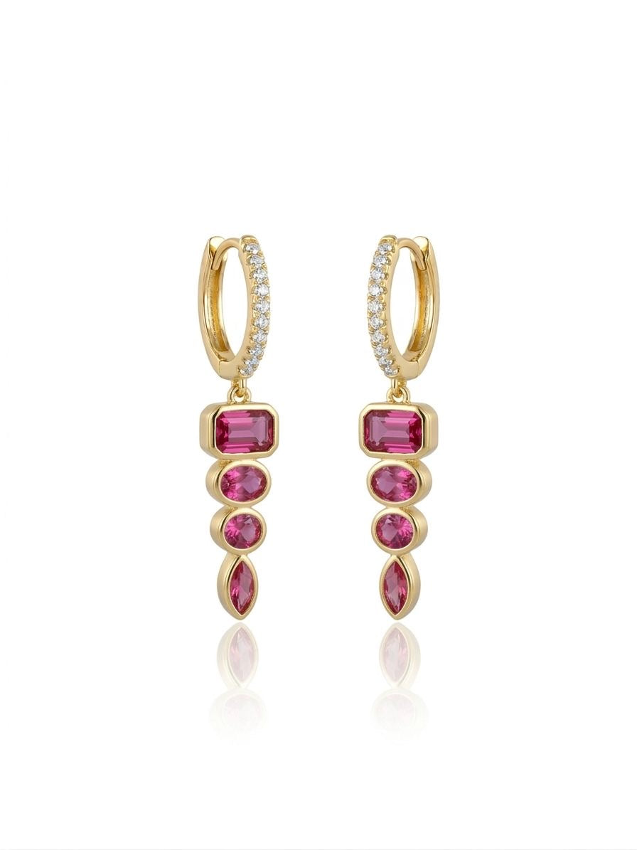 Ruby Cascade Hoop Earrings