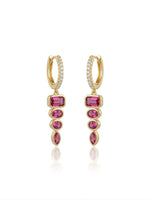 Load image into Gallery viewer, Ruby Cascade Hoop Earrings
