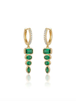 Load image into Gallery viewer, Emerald Cascade Hoop Earrings
