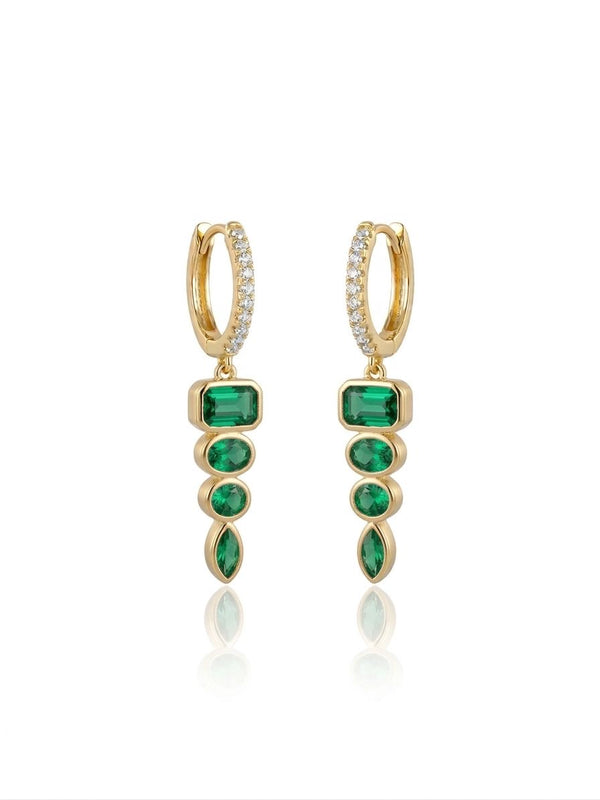 Emerald Cascade Hoop Earrings