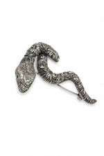 Load image into Gallery viewer, Emerald-Eyed Baroque Serpentine Brooch
