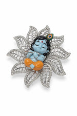 Load image into Gallery viewer, Divine Bal Krishna Floral Filigree Brooch
