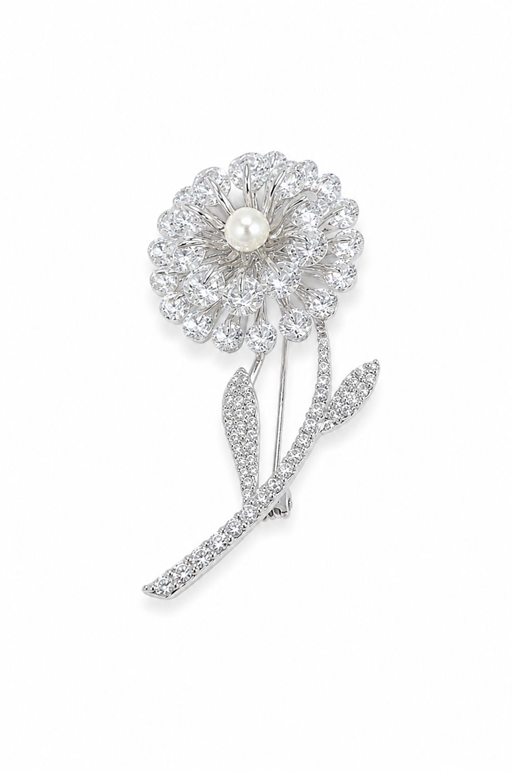 Blossoming Radiance Pearl & Crystal Floral Brooch