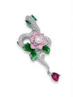 Load image into Gallery viewer, Enchanted Serpentine Pearl &amp; Blossom Brooch
