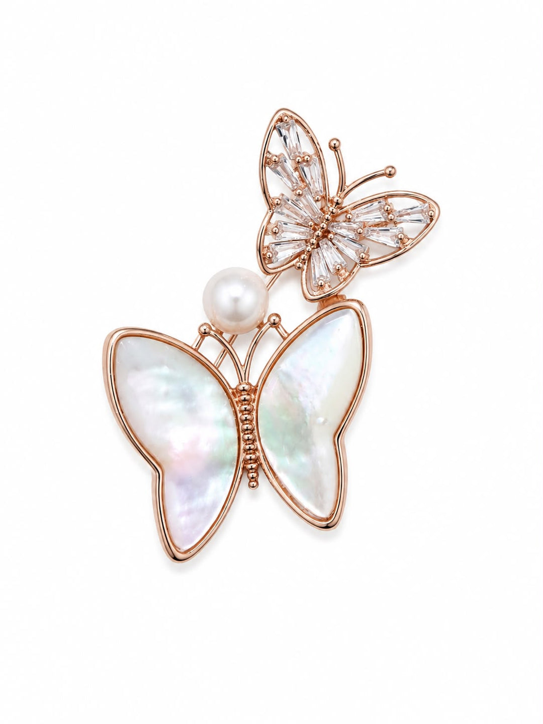 Dual Butterfly Iridescent Statement Brooch