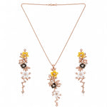 Load image into Gallery viewer, Blooming Vine Asymmetric Rose Gold Pendant Set
