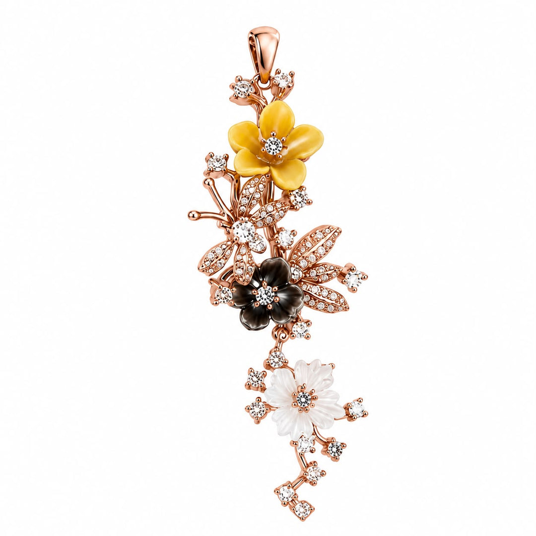 Blooming Vine Asymmetric Rose Gold Pendant Set