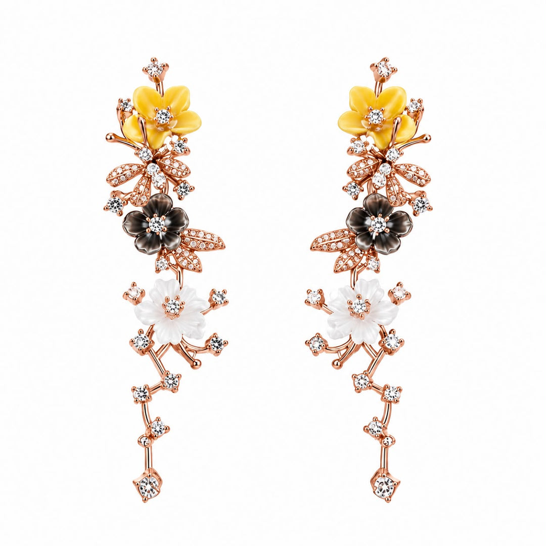 Blooming Vine Asymmetric Rose Gold Pendant Set