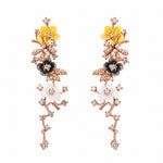 Load image into Gallery viewer, Blooming Vine Asymmetric Rose Gold Pendant Set
