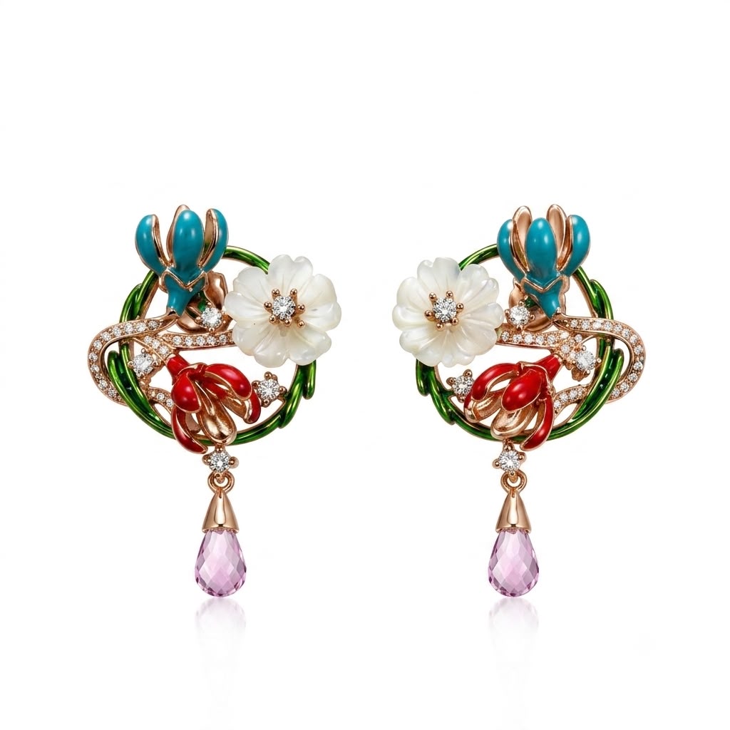 Garden Floral Pendant & Earring Set