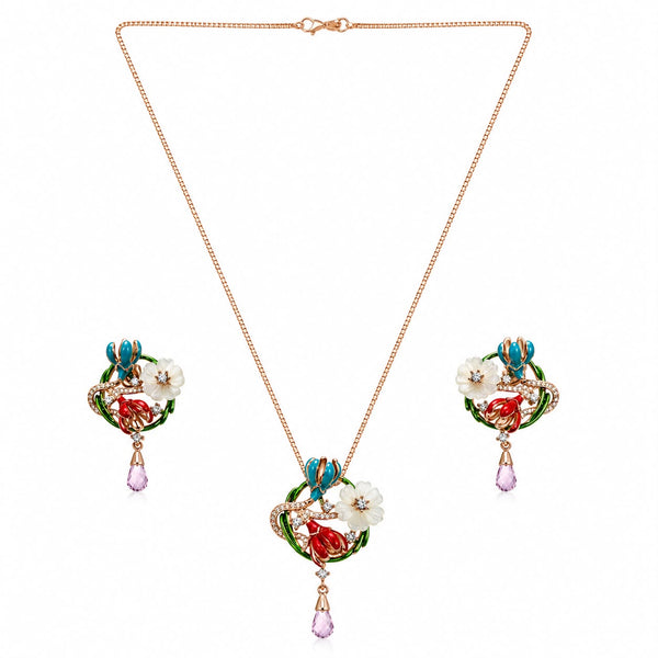 Garden Floral Pendant & Earring Set
