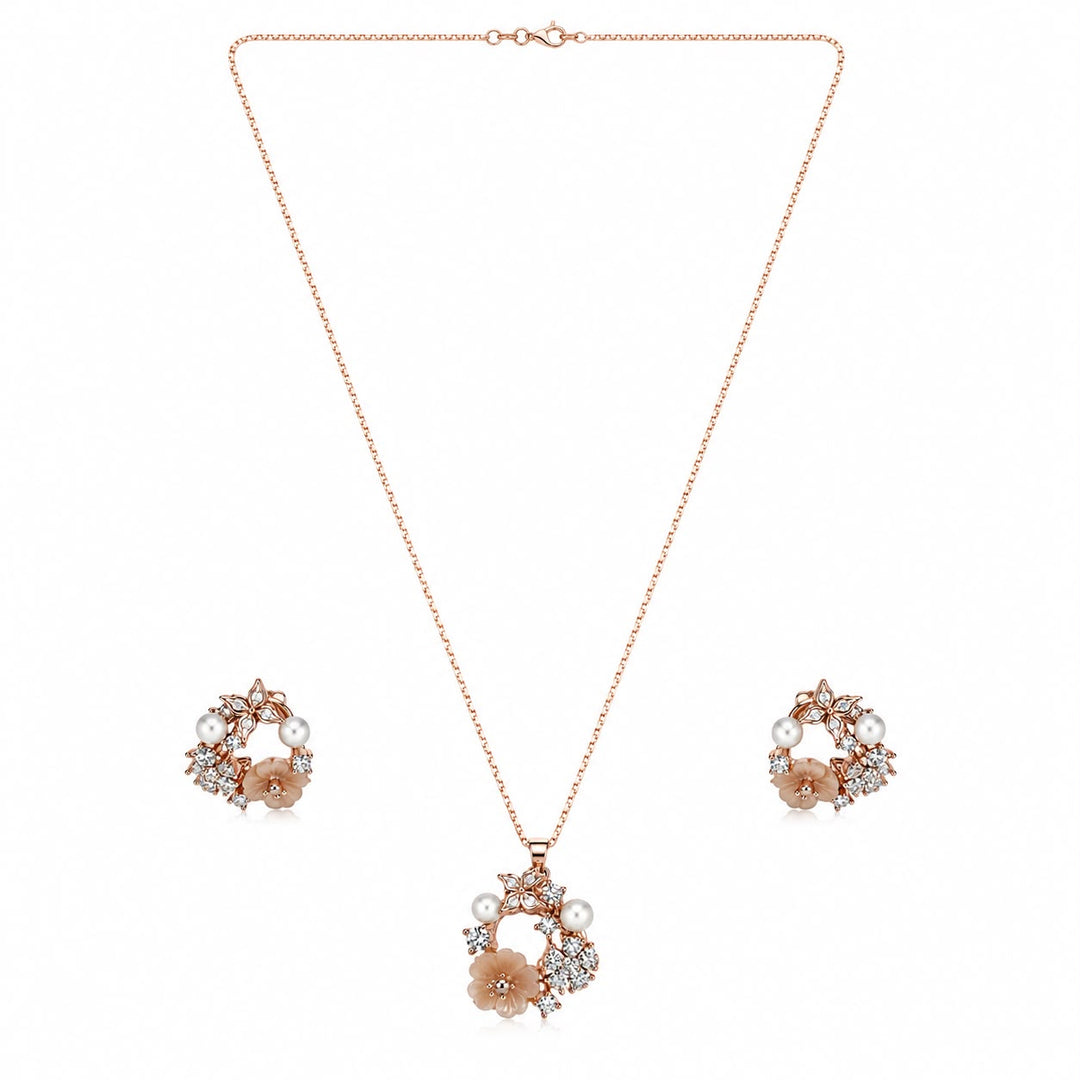 Blush Blossom & Butterfly Enchanted Pendant Set